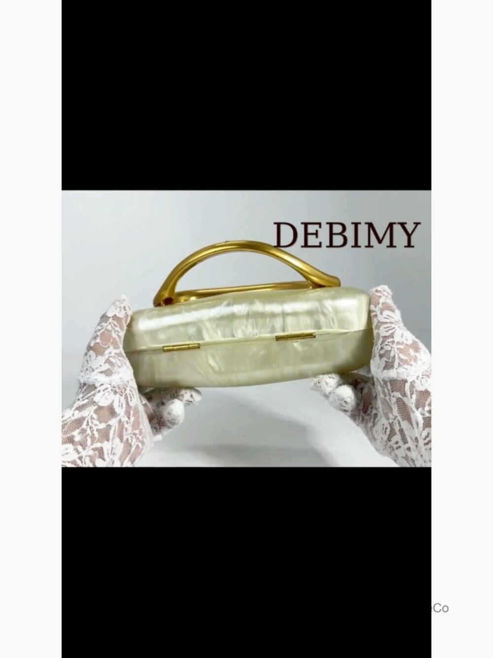 Acrylic Clutch Box Metal Handle Evening Bag Crossbody Purse Wedding Party - Picture 7 of 7